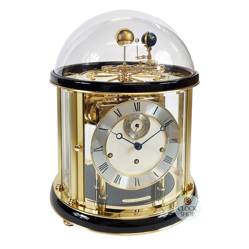 Tellurium Mantel Clock in Gold & Piano Black 35cm By HERMLE