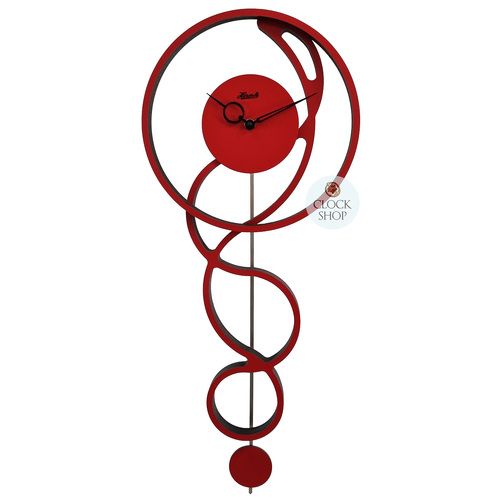 55cm Contemporary Swirl Red Wall Clock With Pendulum By HERMLE