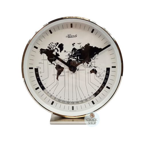 19cm Silver Multiple Time Zone World Clock By Hermle