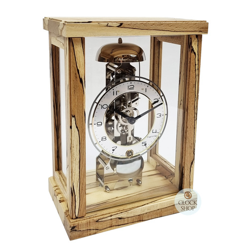 26cm Beech Mechanical Table Clock With Bell Strike By HERMLE