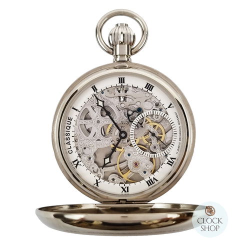 49mm Stainless Steel Unisex Mechanical Skeleton Pocket Watch By CLASSIQUE (Roman) image