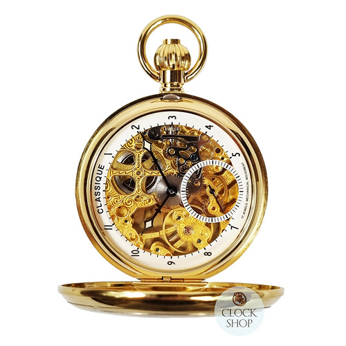 49mm Gold Unisex Mechanical Skeleton Pocket Watch By CLASSIQUE (Arabic) image