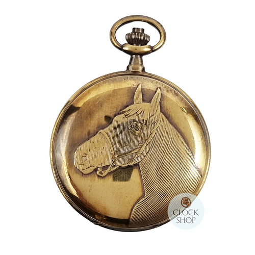 41mm Gold Unisex Pocket Watch With Horse By CLASSIQUE (Arabic)