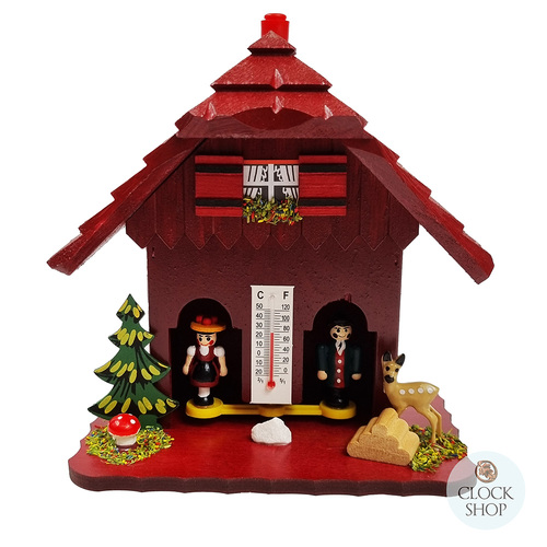 15cm Chalet Weather House In Red By TRENKLE