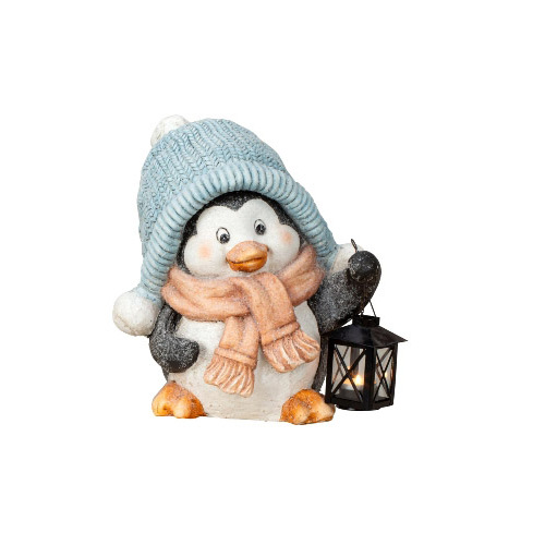 30cm Penguin With Tealight Lantern