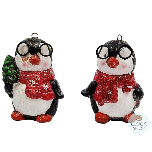 7.5cm Penguin With Glasses Hanging Decoration- Assorted Designs