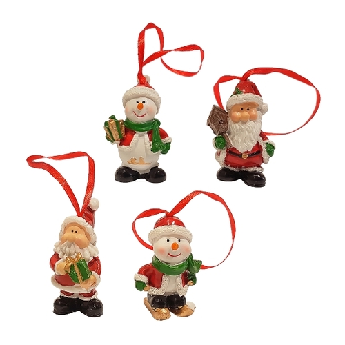 5cm Santa & Snowman Hanging Decoration (Pack of 2)