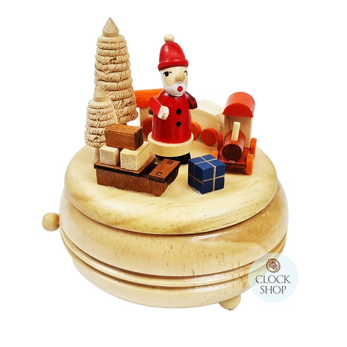 14cm Santa & Train Wooden Music Box (Santa Claus Is Coming To Town)