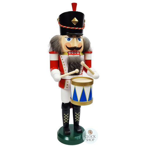 39cm Red & White Drummer Nutcracker By Seiffener