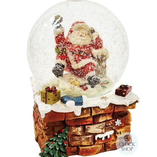 14.5cm Musical Snow Globe With Santa On Chimney (We Wish You a Merry Christmas)