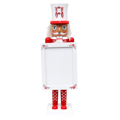 38cm Red & White Nutcracker With Photo Frame (Marks On Hat) image