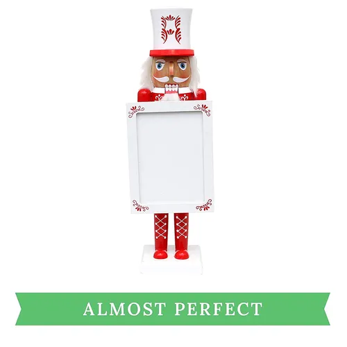 38cm Red & White Nutcracker With Photo Frame (Marks On Hat) image