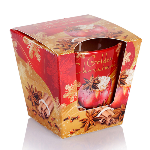 8.5cm Golden Christmas Scented Candle- Assorted Scents