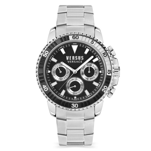 Aberdeen Chrono Silver Watch With Black Dial By VERSACE