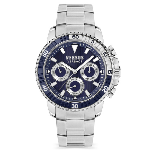 Aberdeen Chrono Silver Watch With Blue Dial By VERSACE