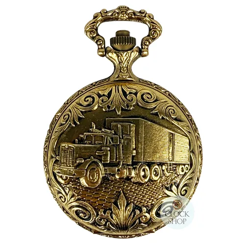 48mm Gold Mens Pocket Watch With Truck By CLASSIQUE (Arabic) image