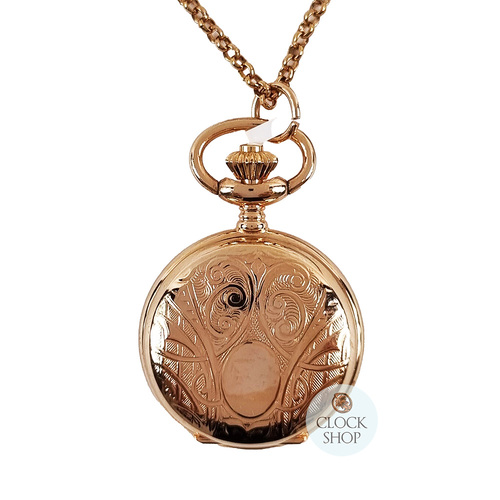 25mm Rose Gold Womens Pendant Watch With Floral Swirl By CLASSIQUE (Arabic) image