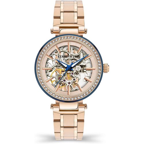 Rose Gold Mechanical Skeleton Watch Rose Gold Bracelet Band By KENNETH COLE