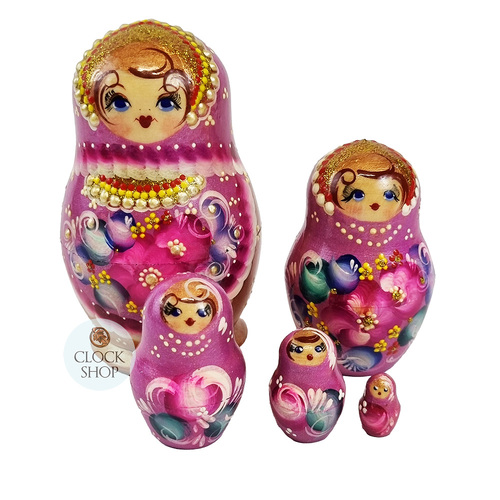 Pink and Purple Pearl Russian Dolls 11cm (Set Of 5)