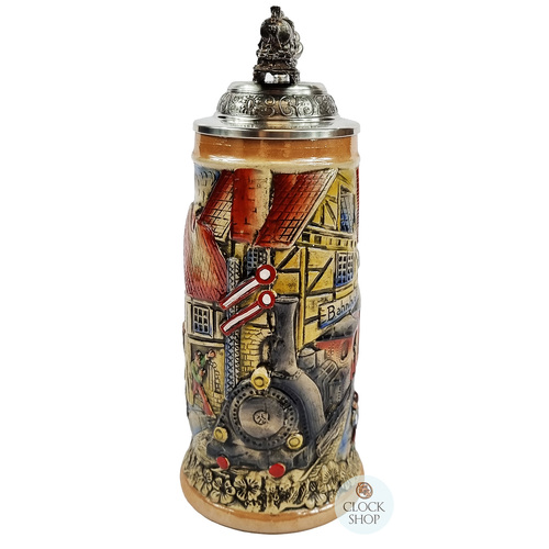Train Station Stein With Pewter Train Lid 0.5L By Thewalt 1893 image