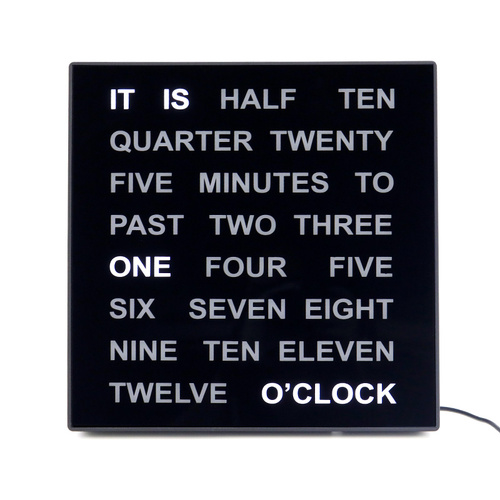 28cm Black Modern LED Text Clock By AMS