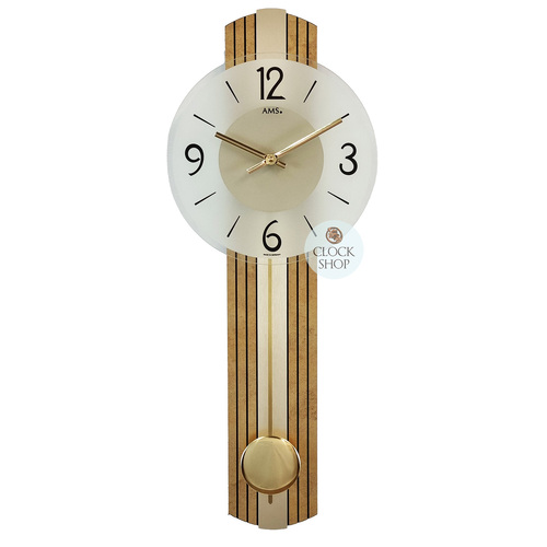 62cm Two Toned Gold Pendulum Wall Clock With Frosted Glass Dial By AMS image