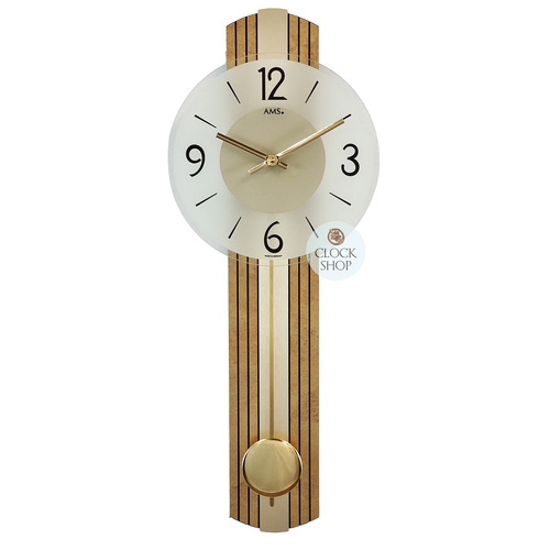 62cm Two Toned Gold Pendulum Wall Clock With Frosted Glass Dial By AMS