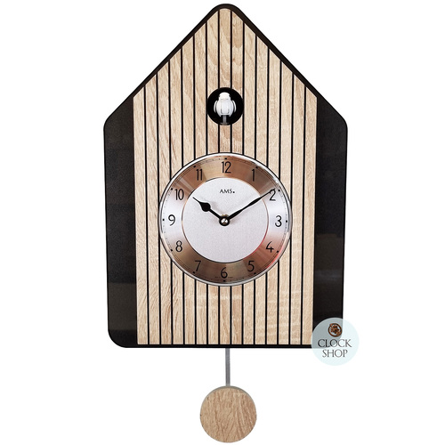 Oak Modern Battery Cuckoo Clock 34cm By AMS image