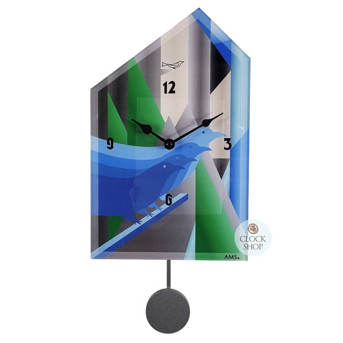 Blue Birds Modern Battery Cuckoo Clock 30cm By AMS image