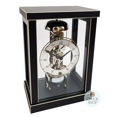 26cm Black Mechanical Table Clock With Bell Strike By HERMLE