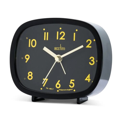 9cm Hilda Black Silent Analogue Alarm Clock By ACCTIM