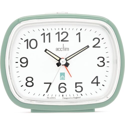 9cm Camille Sage Green Analogue Alarm Clock By ACCTIM