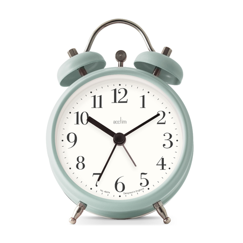 12cm Shefford Sage Green Double Bell Analogue Alarm Clock By ACCTIM