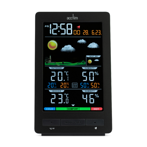 15cm Ermir Grey LCD Digital Alarm Clock With Weather Station By ACCTIM image