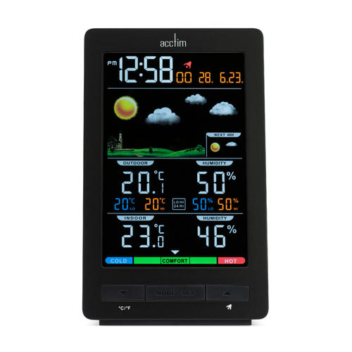 15cm Ermir Grey LCD Digital Alarm Clock With Weather Station By ACCTIM