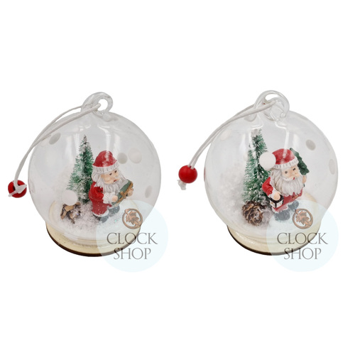 7cm Santa In Glass Bauble Hanging Decoration