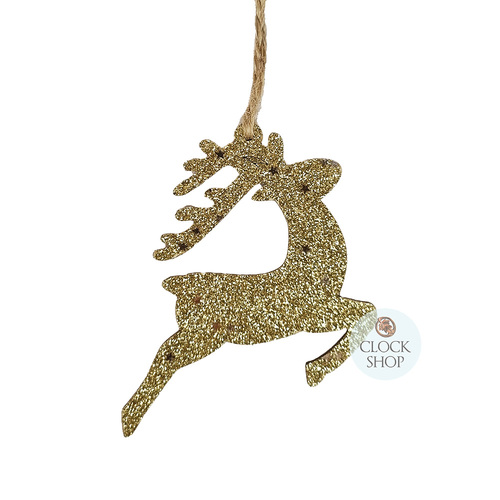8cm Gold Reindeer Hanging Decoration image