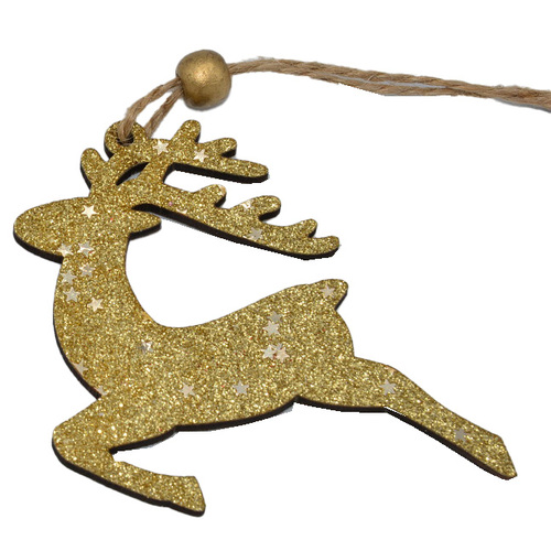 8cm Gold Reindeer Hanging Decoration