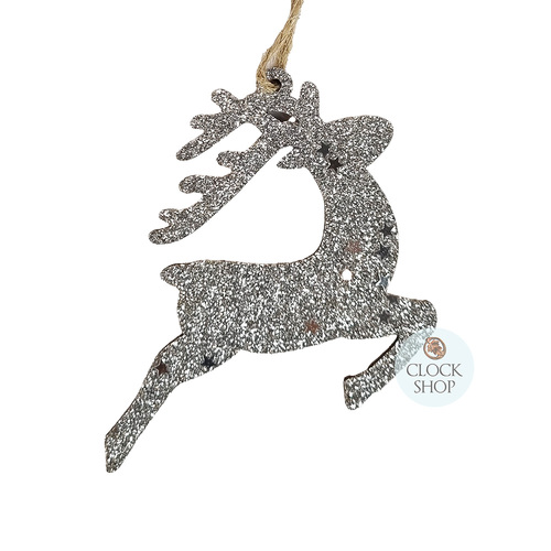 8cm Silver Reindeer Hanging Decoration image