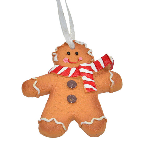 6.5cm Gingerbread Man With Scarf Hanging Decoration