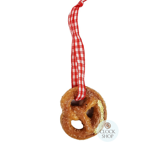 4cm Pretzel Hanging Decoration (Red Ribbon) image