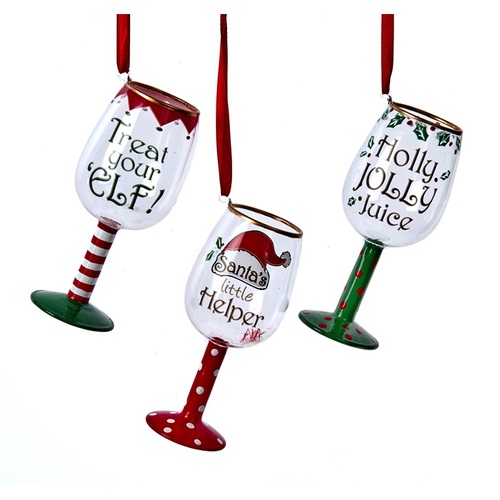 12.5cm Christmas Wine Glass Hanging Decoration- Assorted Designs