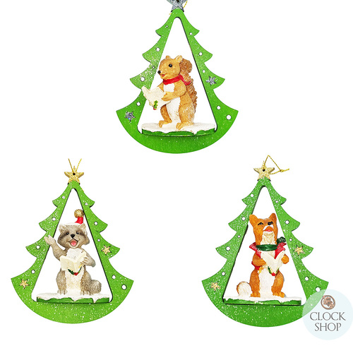 13cm Woodland Animal In Christmas Tree Hanging Decoration- Assorted Designs image