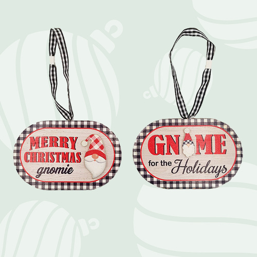 Gingham Gnome Christmas Sign- Assorted Designs image
