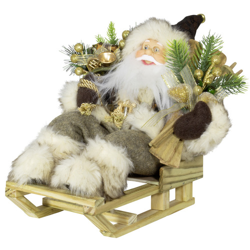 30cm Sitting Santa Claus on Sleigh- Dennis