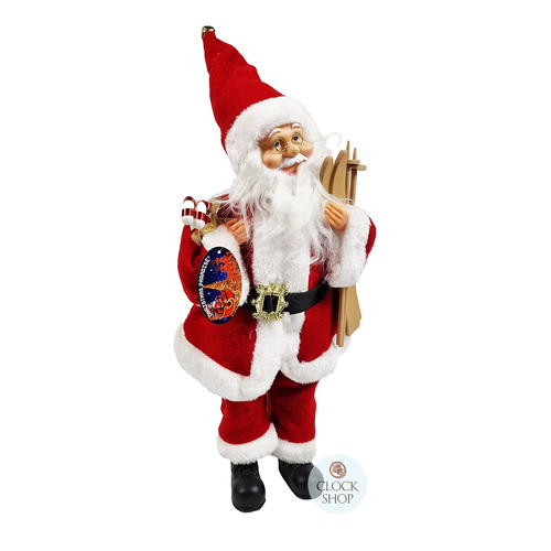 45cm Santa Claus Holding Skis with Music and Animation image