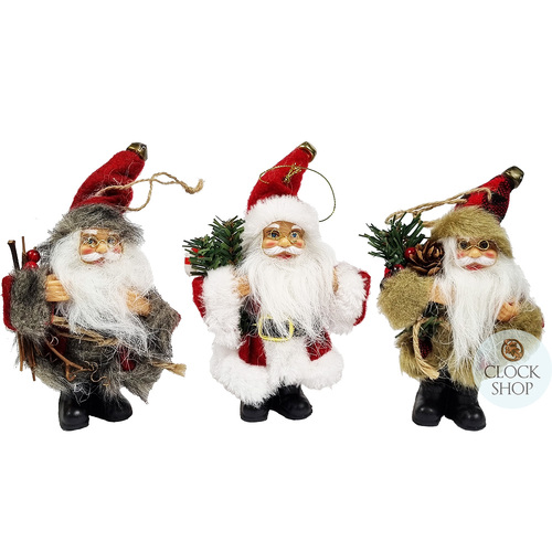 15cm Santa Hanging Decoration (Set Of 3) image