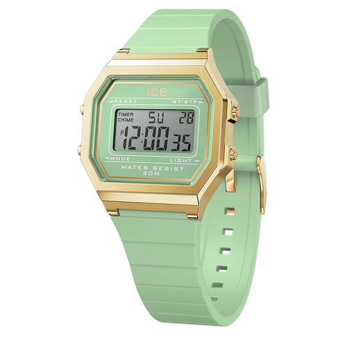 32mm Digit Retro Collection Light Green & Gold Digital Womens Watch By ICE-WATCH