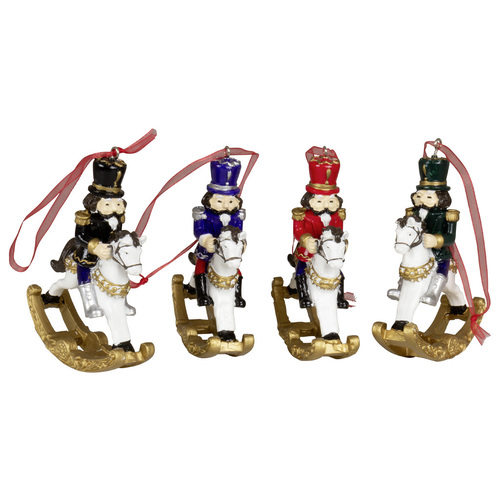 10cm Nutcracker on Rocking Horse Hanging Decoration - Assorted Designs image