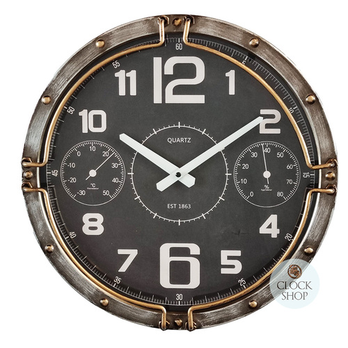 40cm Lorenzo Black and Antique Silver Wall Clock By COUNTRYFIELD image